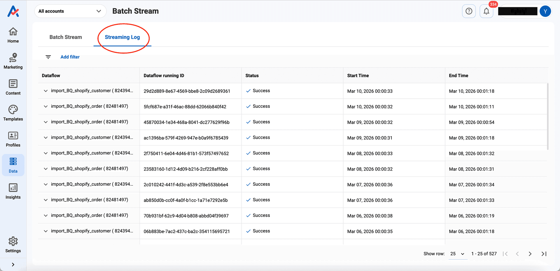 Access Streaming logs